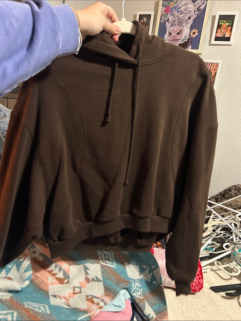 cropped brown hoodie